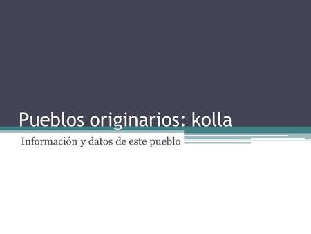 Pueblos originarios: kolla Información y datos de este pueblo.