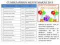 CUMPLEAÑEROS MES DE MARZO 2013 Boliviana de Aviación – BoA, les desea Feliz Cumpleaños!! Asimismo, se les recuerda a los cumpleañeros del mes de MARZO.