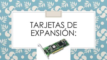 TARJETAS DE EXPANSIÓN:. ¿Qué es? ◦ Las tarjetas de expansión son dispositivos con diversos circuitos integrados, y controladores que, insertadas en sus.