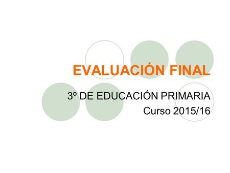 EVALUACIÓN FINAL 3º DE EDUCACIÓN PRIMARIA Curso 2015/16.