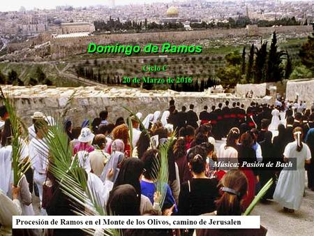 Ciclo C Domingo de Ramos 20 de Marzo de 2016 Procesión de Ramos en el Monte de los Olivos, camino de Jerusalen Música: Pasión de Bach.