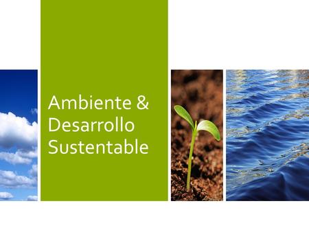 Ambiente & Desarrollo Sustentable. El concepto medio ambiente y desarrollo sustentable se refiere a la administración eficiente y racional de los recursos.