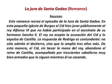 La jura de Santa Gadea (Romance)