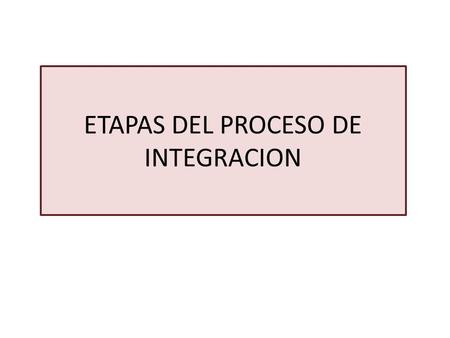 ETAPAS DEL PROCESO DE INTEGRACION