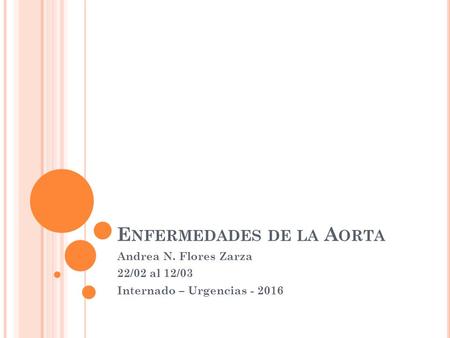 E NFERMEDADES DE LA A ORTA Andrea N. Flores Zarza 22/02 al 12/03 Internado – Urgencias - 2016.