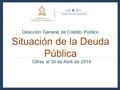 Dirección General de Crédito Público Situación de la Deuda Pública Cifras al 30 de Abril de 2014.