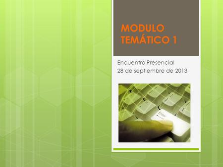 MODULO TEMÁTICO 1 Encuentro Presencial 28 de septiembre de 2013.