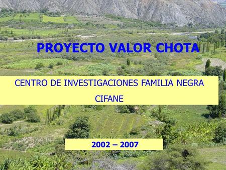 PROYECTO VALOR CHOTA CENTRO DE INVESTIGACIONES FAMILIA NEGRA CIFANE 2002 – 2007.