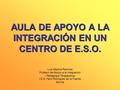 AULA DE APOYO A LA INTEGRACIÓN EN UN CENTRO DE E.S.O. Luis Medina Ramírez Profesor de Apoyo a la Integración ( Pedagogía Terapéutica) I.E.S. Félix Rodríguez.