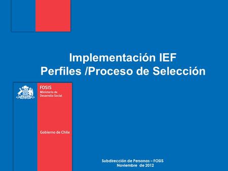 Implementación IEF Perfiles /Proceso de Selección Subdirección de Personas – FOSIS Noviembre de 2012.