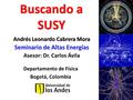 Buscando a SUSY Departamento de Física Bogotá, Colombia Andrés Leonardo Cabrera Mora Seminario de Altas Energías Asesor: Dr. Carlos Ávila.