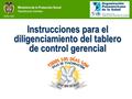Ministerio de la Protección Social República de Colombia Instrucciones para el diligenciamiento del tablero de control gerencial.