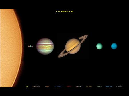 SISTEMA SOLAR Sol Mercurio Venus La Tierra Marte Júpiter Saturno Urano Neptuno Plutón.