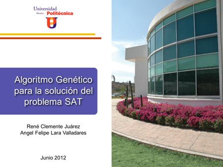 Algoritmo Genético para la solución del problema SAT René Clemente Juárez Angel Felipe Lara Valladares Junio 2012.
