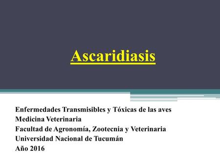 Ascaridiasis Enfermedades Transmisibles y Tóxicas de las aves