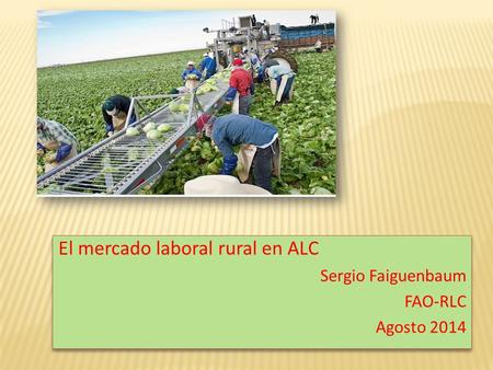 El mercado laboral rural en ALC Sergio Faiguenbaum FAO-RLC Agosto 2014 El mercado laboral rural en ALC Sergio Faiguenbaum FAO-RLC Agosto 2014.