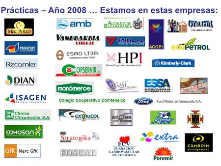 Prácticas – Año 2008 … Estamos en estas empresas:.
