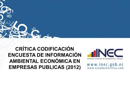 CRÍTICA CODIFICACIÓN ENCUESTA DE INFORMACIÓN AMBIENTAL ECONÓMICA EN EMPRESAS PUBLICAS (2012)