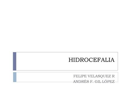 HIDROCEFALIA FELIPE VELASQUEZ R ANDRÉS F. GIL LÓPEZ.