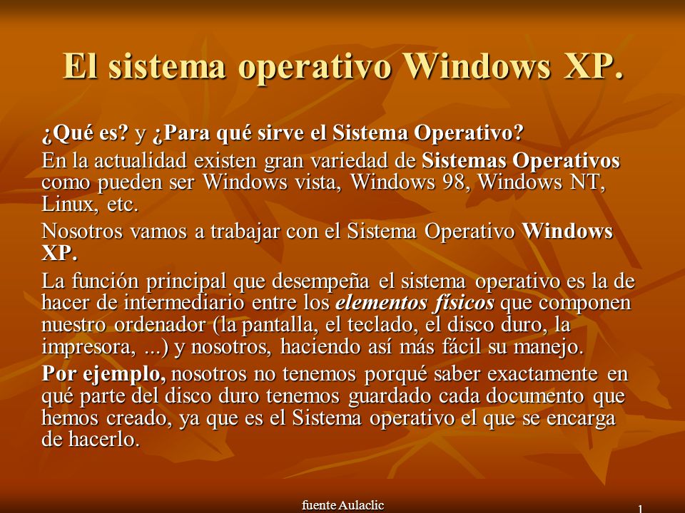 El sistema operativo Windows XP. - ppt descargar