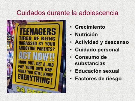 Cuidados durante la adolescencia