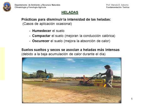 Prácticas para disminuir la intensidad de las heladas:
