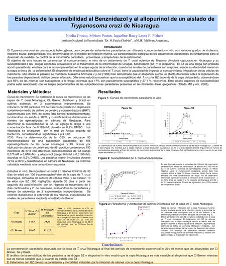 Conclusiones La concentración parasitaria alcanzada por la cepa de T. cruzi Nicaragua al final del período de crecimiento exponencial in vitro es menor.