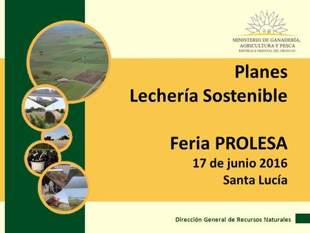 Planes Lechería Sostenible Feria PROLESA 17 de junio 2016 Santa Lucía Dirección General de Recursos Naturales.