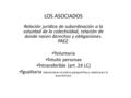 LOS ASOCIADOS Relación jurídica de subordinación a la voluntad de la colectividad, relación de donde nacen derechos y obligaciones. PAEZ. Voluntaria Intuite.