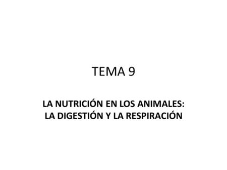 LA NUTRICIÓN EN LOS ANIMALES: LA DIGESTIÓN Y LA RESPIRACIÓN