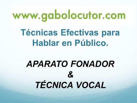 Técnicas Efectivas para Hablar en Público. APARATO FONADOR & TÉCNICA VOCAL.