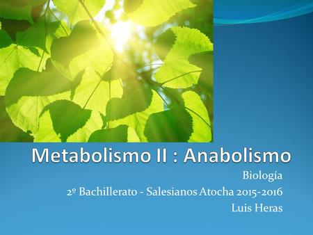 Biología 2º Bachillerato - Salesianos Atocha 2015-2016 Luis Heras.