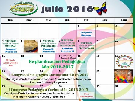 Consignación de los documentos para formalización de Inscripción Alumnos Nuevos y Regulares I Congreso Pedagógico Corinto Año 2016-2017 Consignación de.