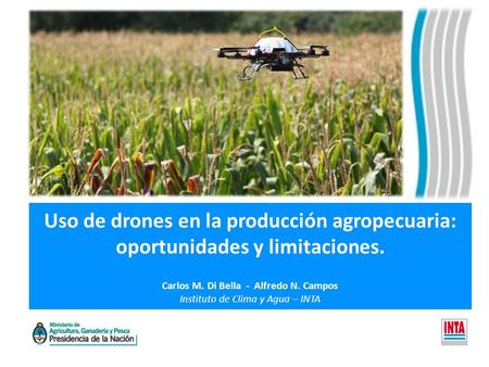 Uso de drones en la producción agropecuaria: oportunidades y limitaciones. Carlos M. Di Bella - Alfredo N. Campos Instituto de Clima y Agua – INTA.