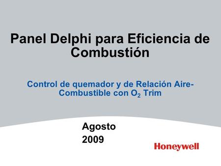 Panel Delphi para Eficiencia de Combustión Control de quemador y de Relación Aire- Combustible con O 2 Trim Agosto 2009.