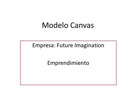Modelo Canvas Empresa: Future Imagination Emprendimiento.