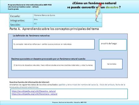 ¿Cómo un fenómeno natural se puede convertir en un desastre ? ¿Cómo un fenómeno natural se puede convertir en un desastre ? Programa Nacional de Informática.