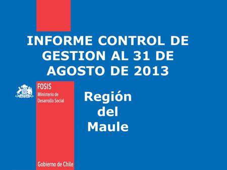INFORME CONTROL DE GESTION AL 31 DE AGOSTO DE 2013 Región del Maule.