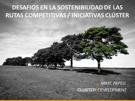 Www.cluster-development.com 1 MARC PAPELL DESAFIOS EN LA SOSTENIBILIDAD DE LAS RUTAS COMPETITIVAS / INICIATIVAS CLÚSTER.