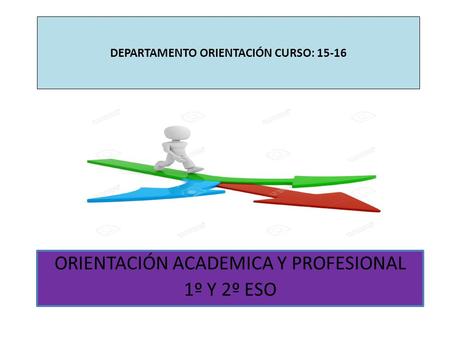 DEPARTAMENTO ORIENTACIÓN CURSO: 15-16 ORIENTACIÓN ACADEMICA Y PROFESIONAL 1º Y 2º ESO.