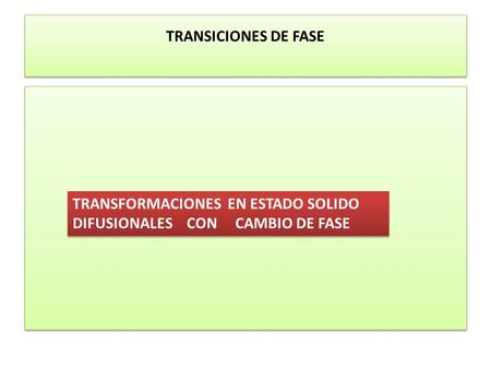 TRANSICIONES DE FASE TRANSFORMACIONES EN ESTADO SOLIDO DIFUSIONALES CON CAMBIO DE FASE.