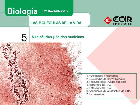 5 Biología I. 2º Bachillerato LAS MOLÉCULAS DE LA VIDA