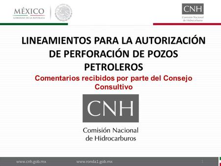 1 LINEAMIENTOS PARA LA AUTORIZACIÓN DE PERFORACIÓN DE POZOS PETROLEROS Comentarios recibidos por parte del Consejo Consultivo.