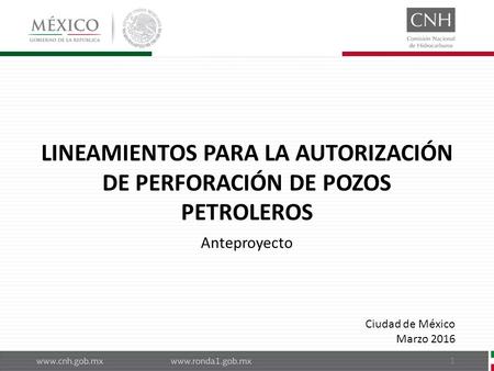 LINEAMIENTOS PARA LA AUTORIZACIÓN DE PERFORACIÓN DE POZOS PETROLEROS