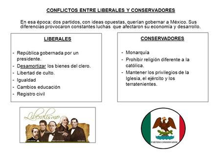 CONFLICTOS ENTRE LIBERALES Y CONSERVADORES