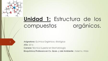 Unidad 1: Estructura de los compuestos orgánicos.