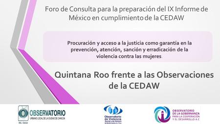 Foro de Consulta para la preparación del IX Informe de México en cumplimiento de la CEDAW Quintana Roo frente a las Observaciones de la CEDAW Procuración.
