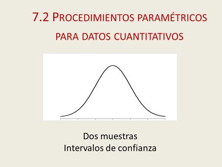 7.2 P ROCEDIMIENTOS PARAMÉTRICOS PARA DATOS CUANTITATIVOS Dos muestras Intervalos de confianza.