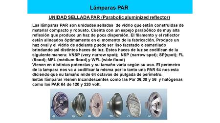 UNIDAD SELLADA PAR (Parabolic aluminized reflector)