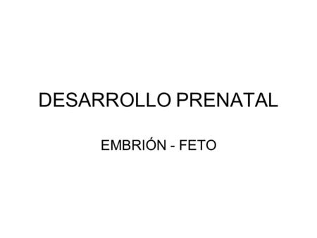 DESARROLLO PRENATAL EMBRIÓN - FETO.